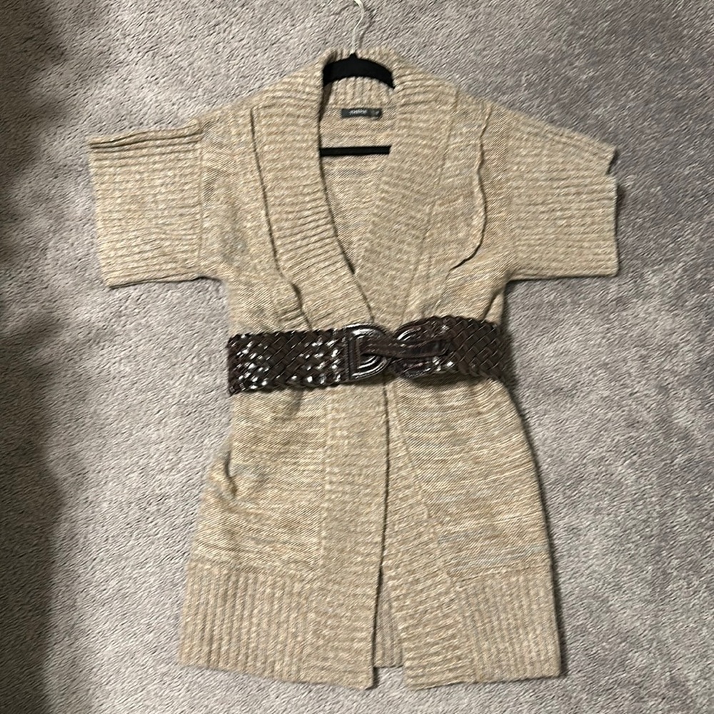 Wrap sweater with coordinating belt, S